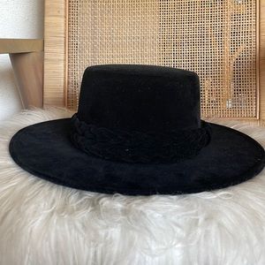 ASN Vegan Leather Black Boater Hat